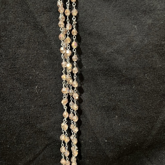 Beaded pendant necklace with double crystal light pink strands. - Picture 3 of 4